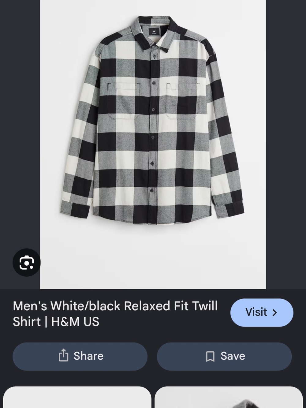 H&M Black & White Checked Relaxed Shirt Jacket